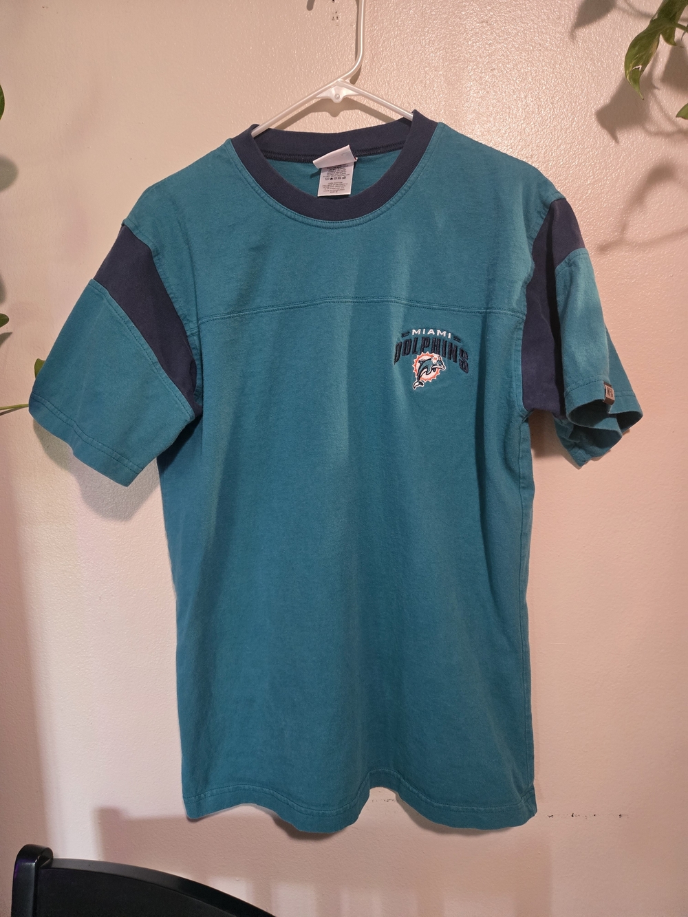 Miami Dolphins Teal Crewneck T‑Shirt with Navy Accents